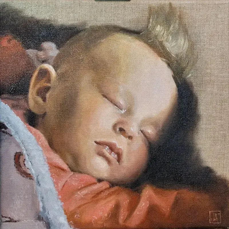 Portret śpiącego niemowlęcia