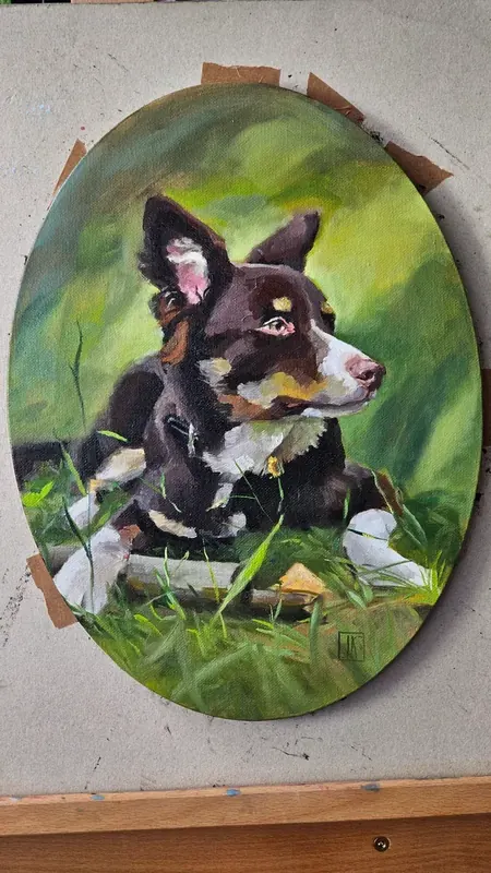 Owalny portret psa