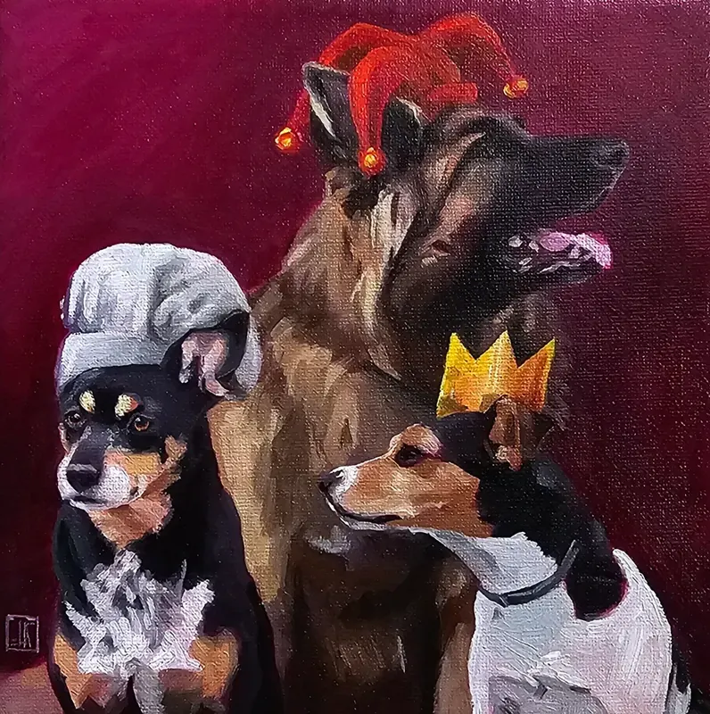 Portret z trzema psami
